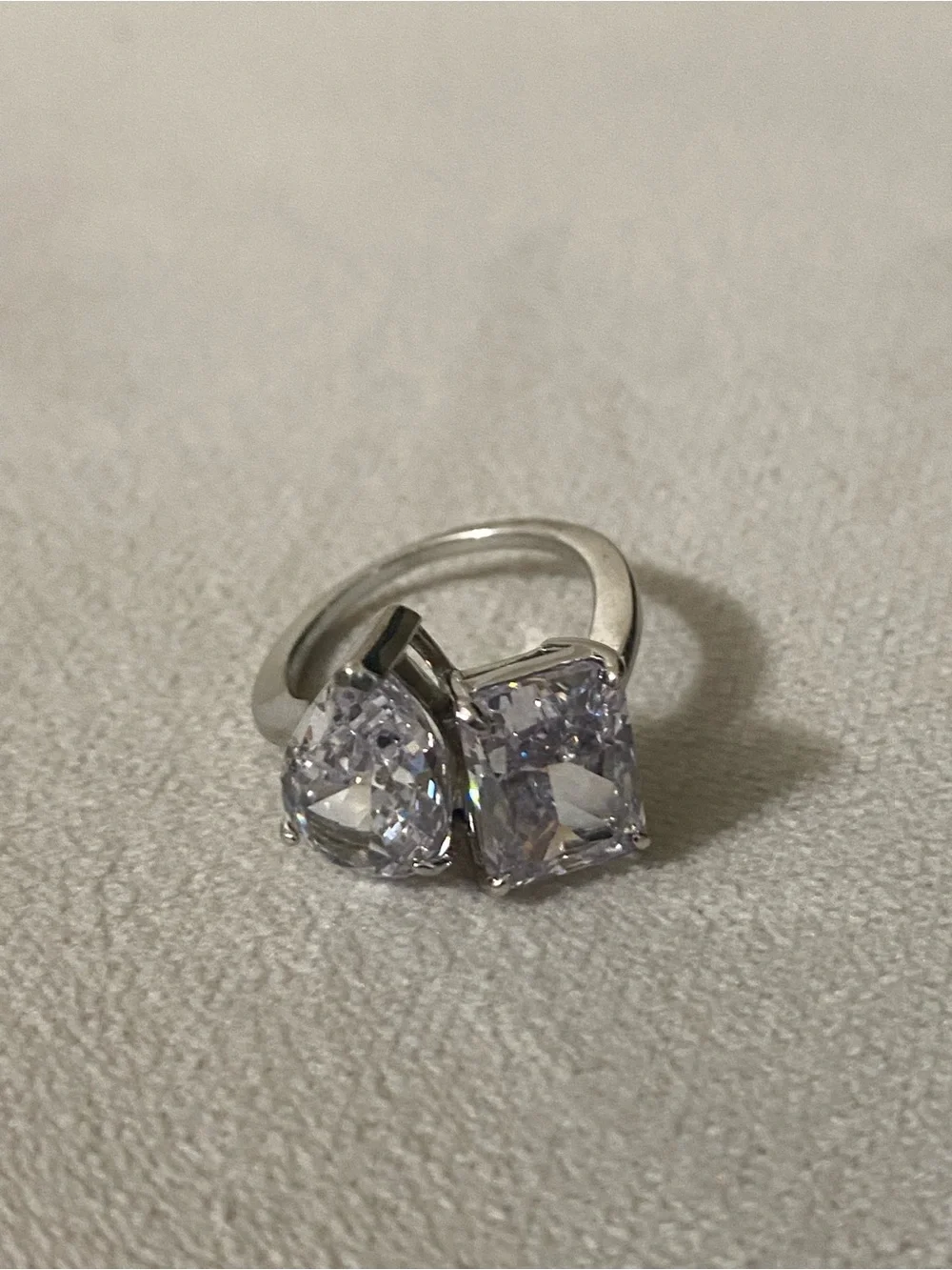 Sterling Silver Moi et Toi CZ ring